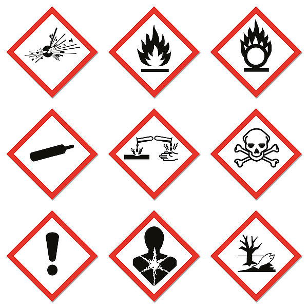 Danger symbols for classifying and labelling chemicals