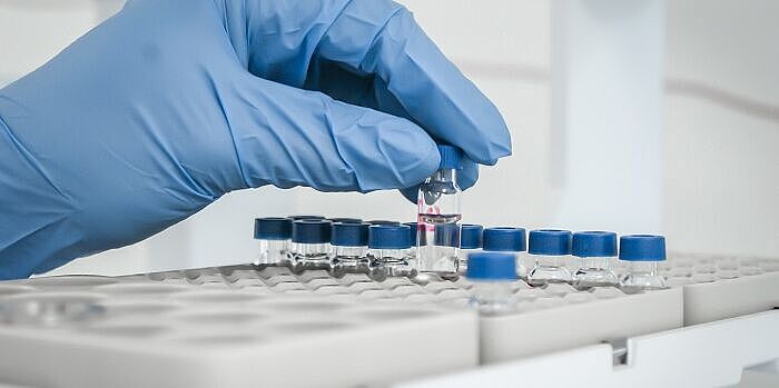 Alcohol samples are analysed in the lab