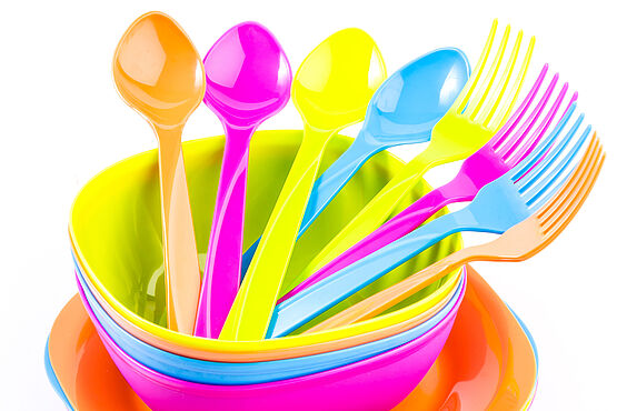Colourful plastic cutlery