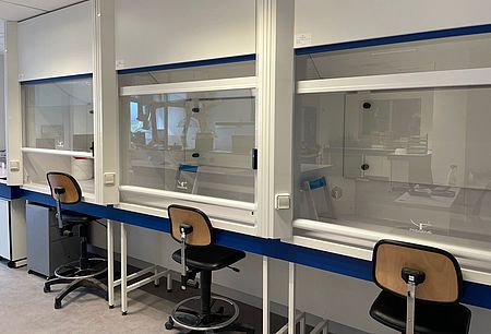 The new fume cupboards in the laboratory