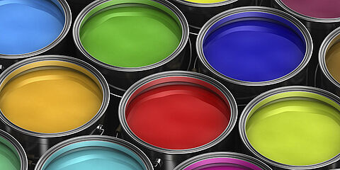 Pails with various interior paints